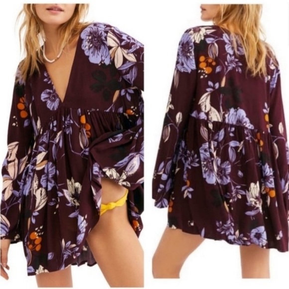 Free People Tops - FREE PEOPLE Bella Floral Print Tunic Size Medium